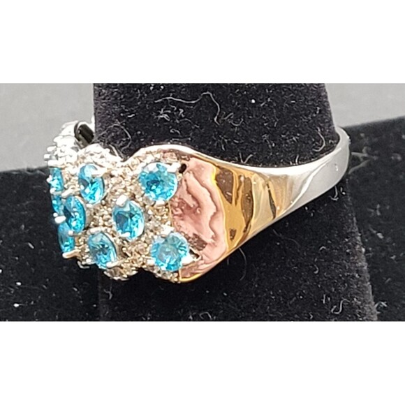 Large JTV Blue Topaz and Silver Cocktail Ring - Picture 4 of 5